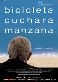 Bicicleta, cuchara, manzana